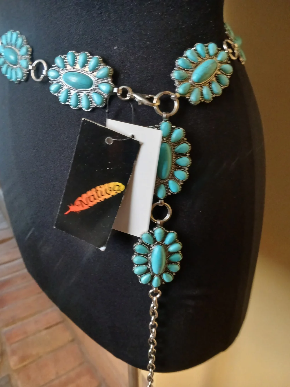 Turquoise Western Concho Chain Belt